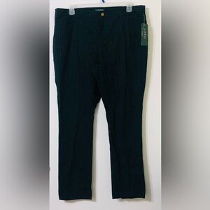 Ralph Lauren women’s plant 5 pockets front fly zip up green black plaid.18